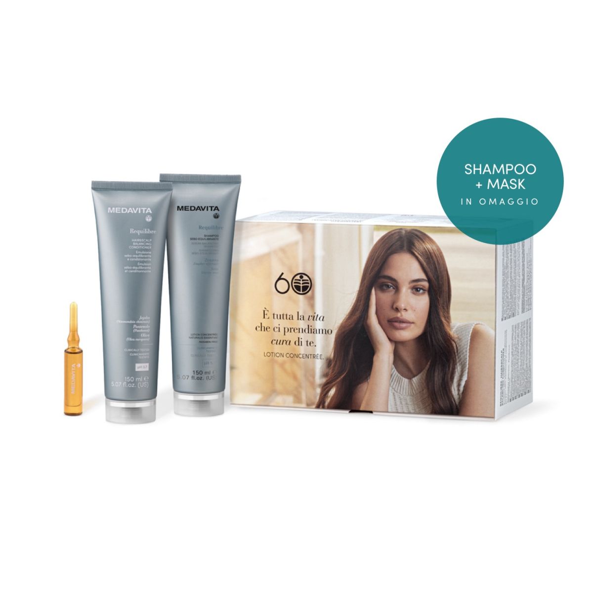MEDAVITA LOTION CONCENTREE GOLD – SHAMPOO SEBO EQUILIBRANTE – BALANCING CONDITIONER Fiale 13x6ml+2x150ml